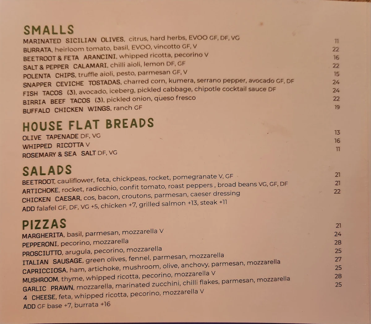 Menu, The Light Brigade