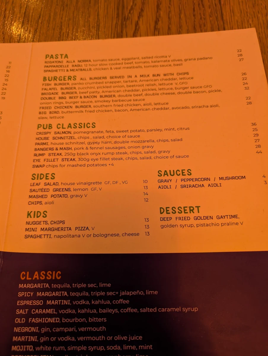 Menu, The Light Brigade