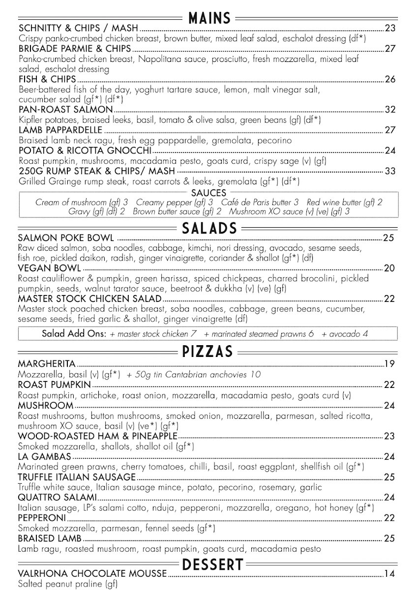 Menu, The Light Brigade