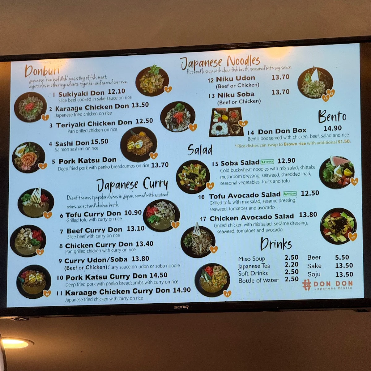 Menu, Don Don Footscray