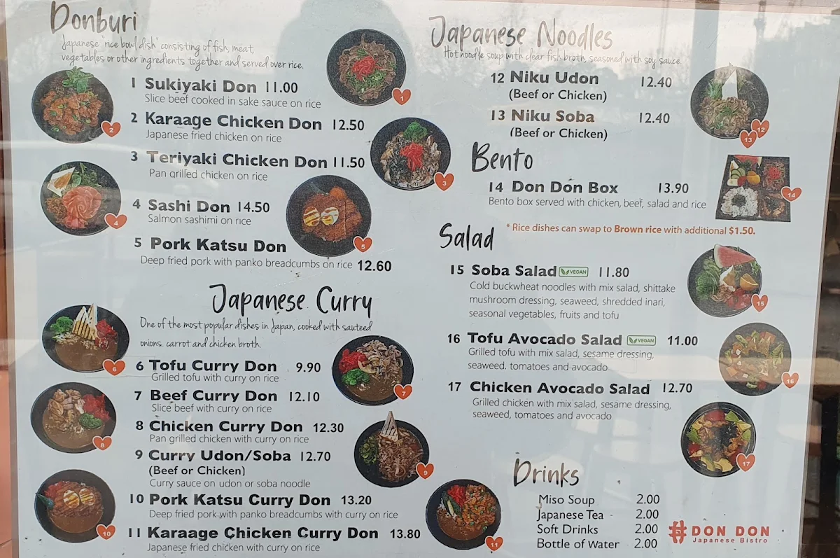 Menu, Don Don Footscray