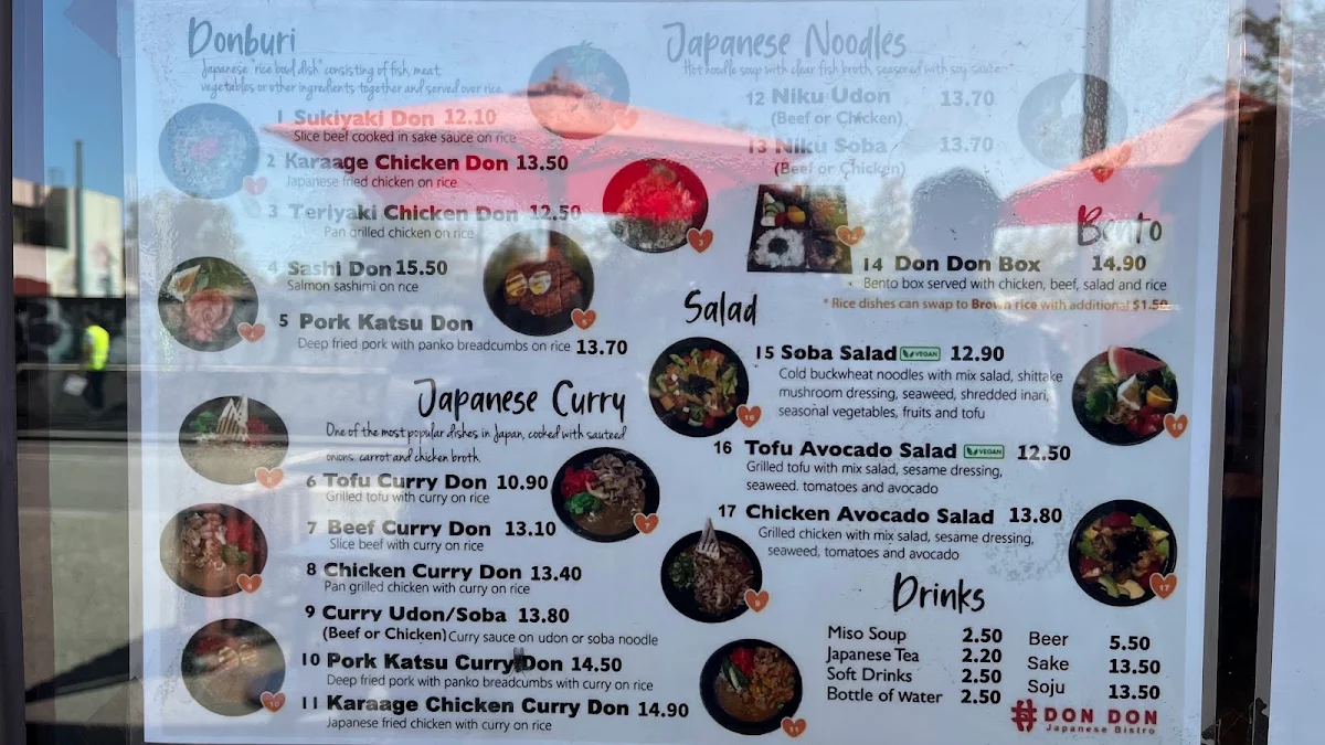 Menu, Don Don Footscray
