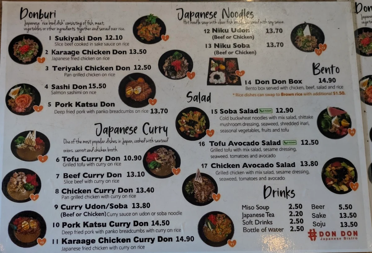 Menu, Don Don Footscray