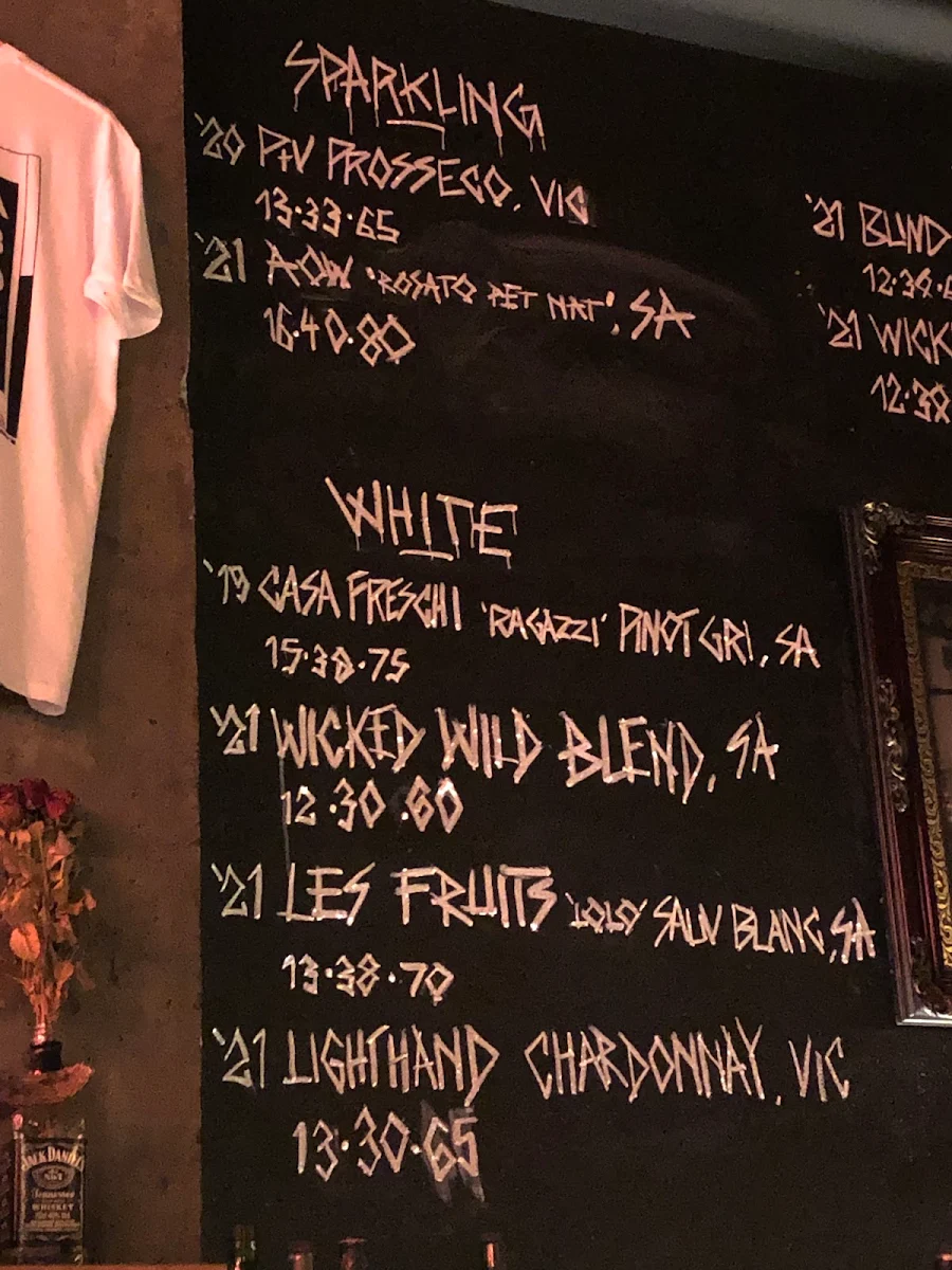 Menu, Mary's Circular Quay
