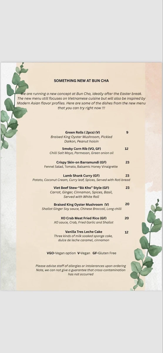 Menu, BUN CHA HIGHETT