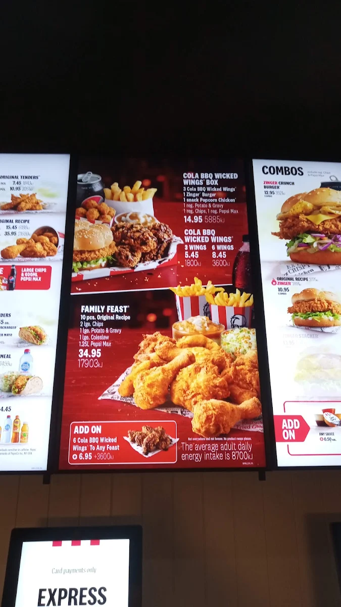 Menu, KFC Moss Vale