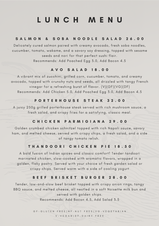 Menu, Poacher & Hound Cafe & Catering