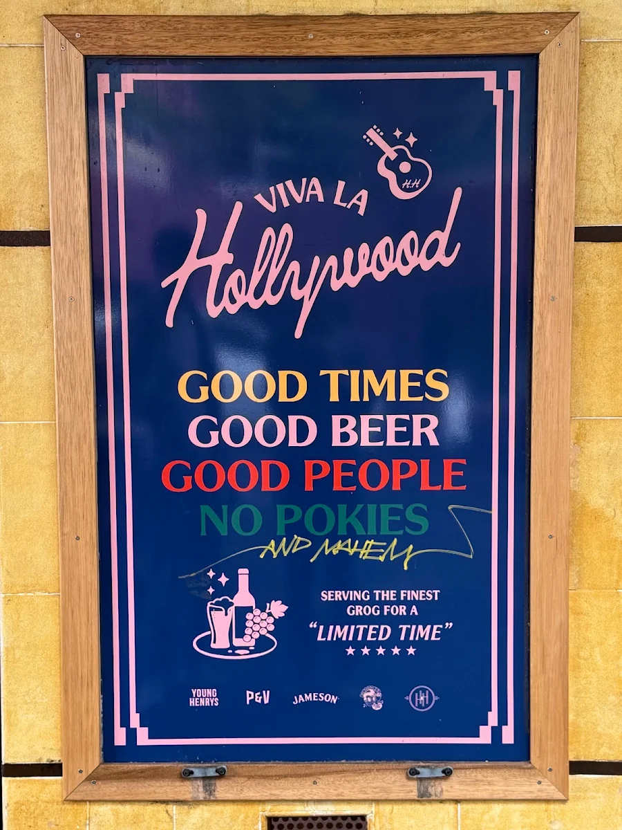 Menu, Hollywood Hotel