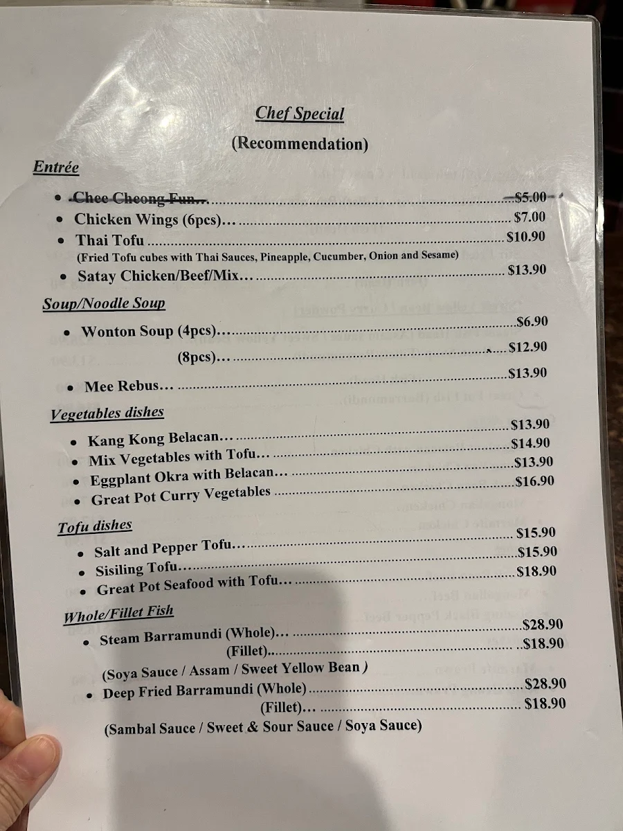 Menu, D' Ankasa