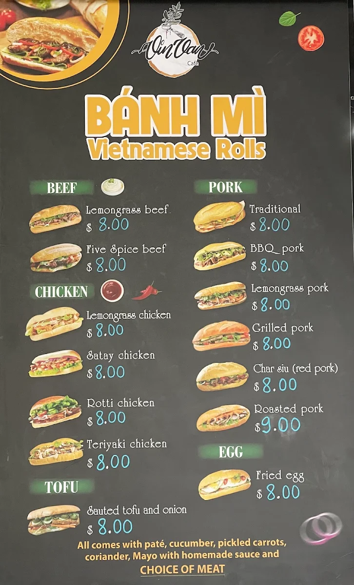 Menu, VIN & VAN CAFE