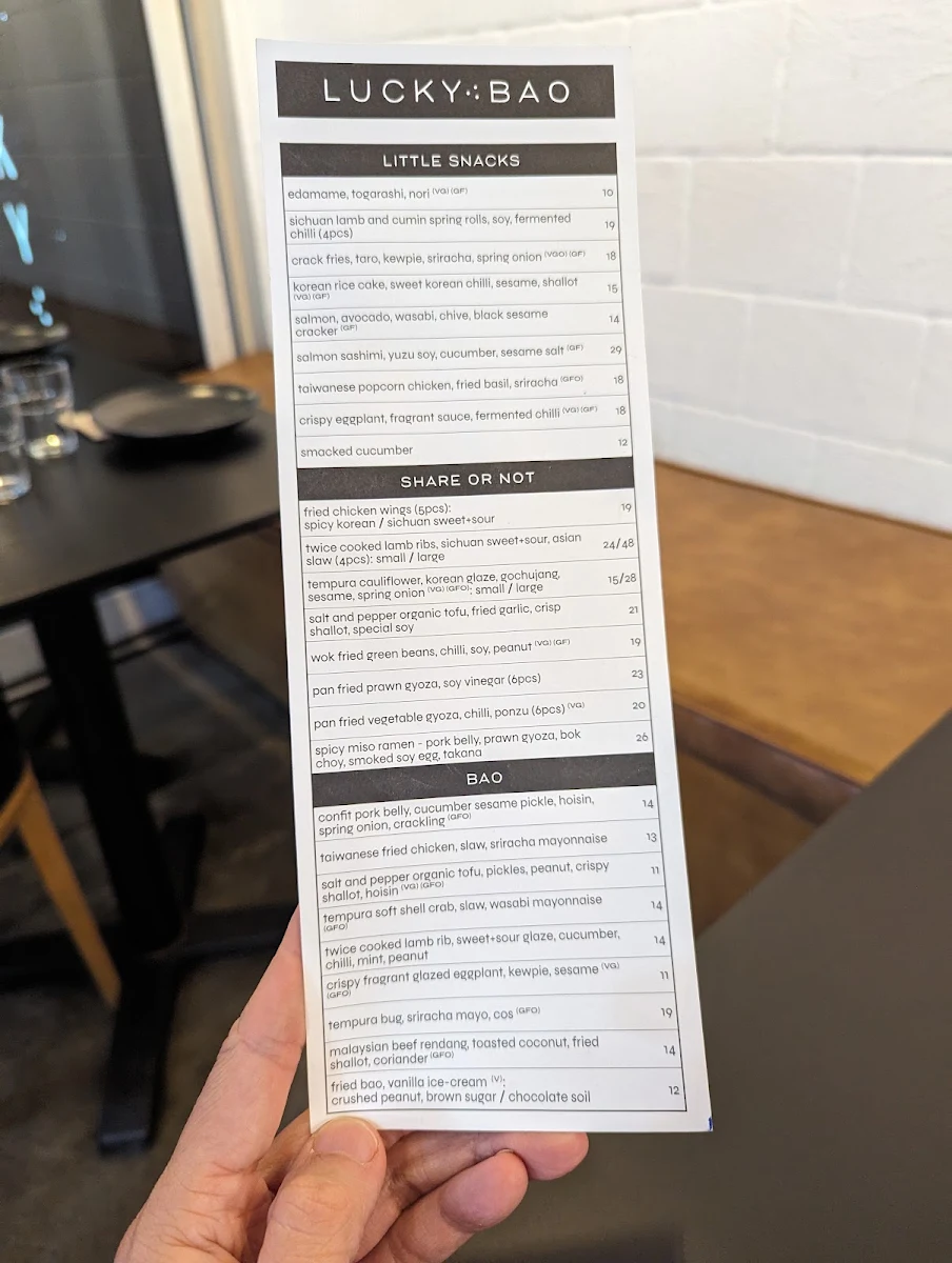 Menu, Lucky Bao