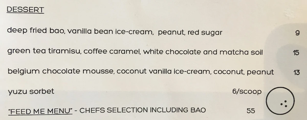 Menu, Lucky Bao