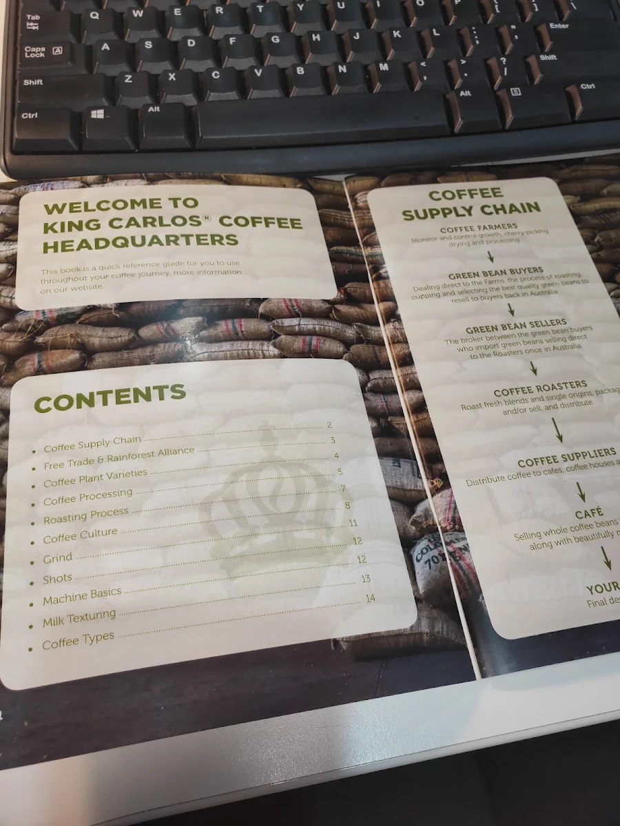 Menu, King Carlos Coffee Roasters