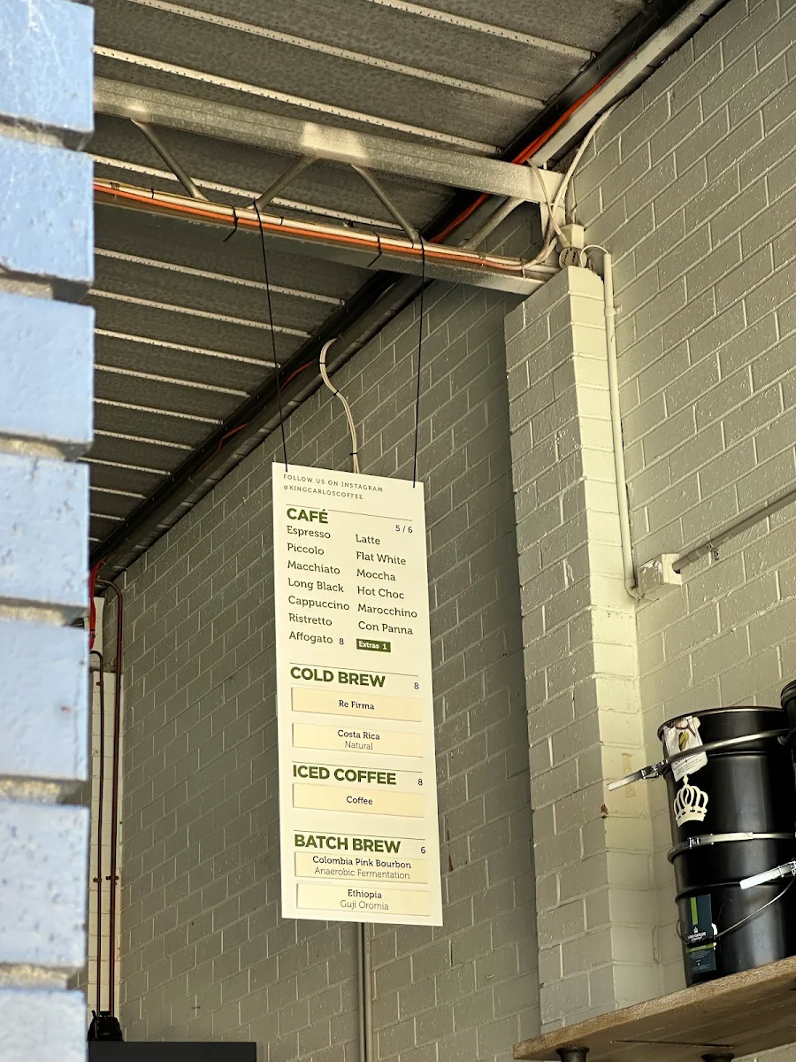 Menu, King Carlos Coffee Roasters