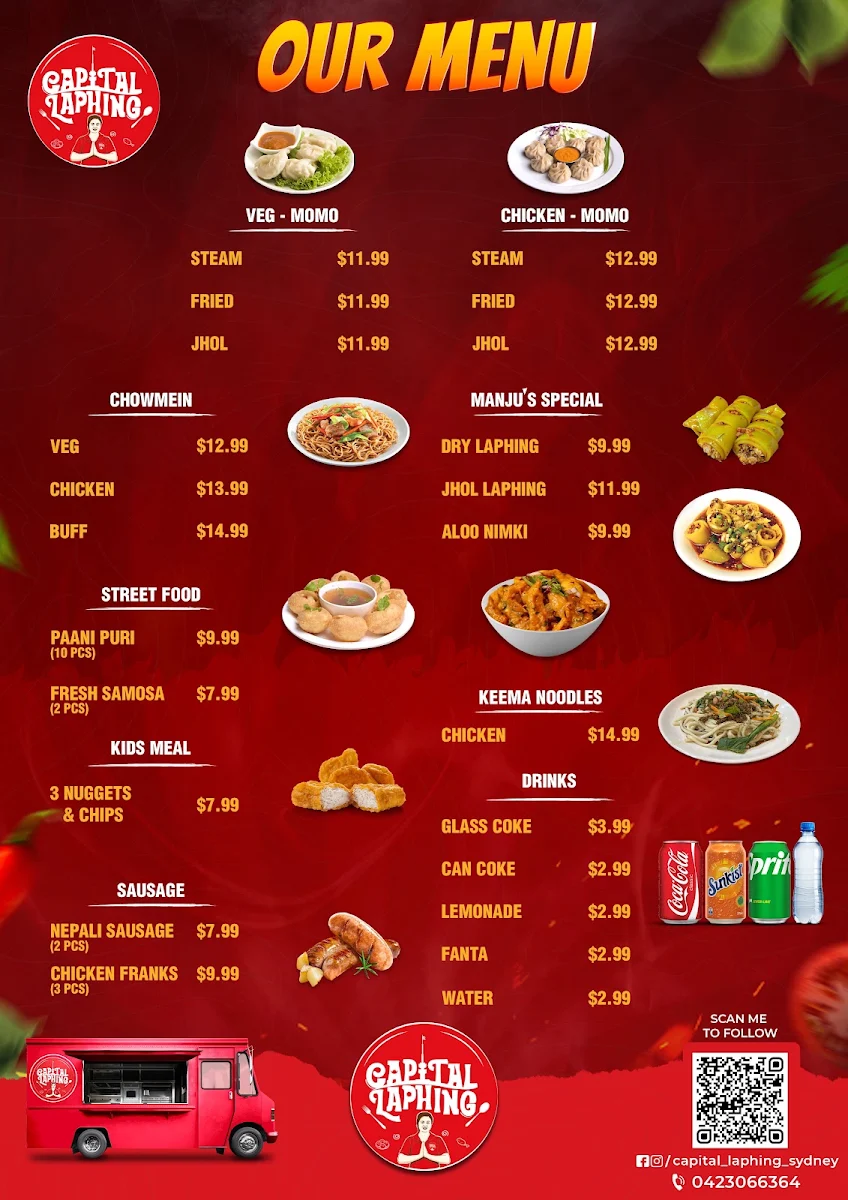 Menu, Capital Laphing Ashfield