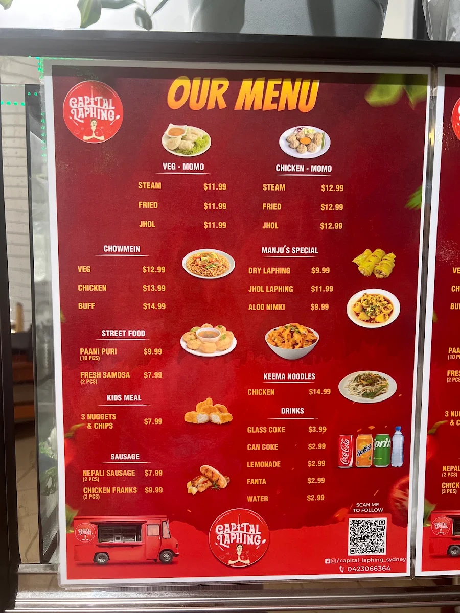 Menu, Capital Laphing Ashfield