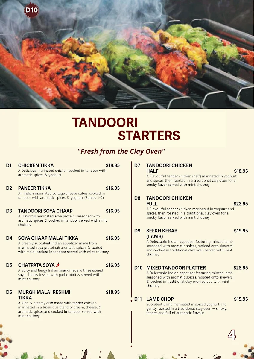 Menu, Dosa Hut Indian Restaurant Sunshine Coast