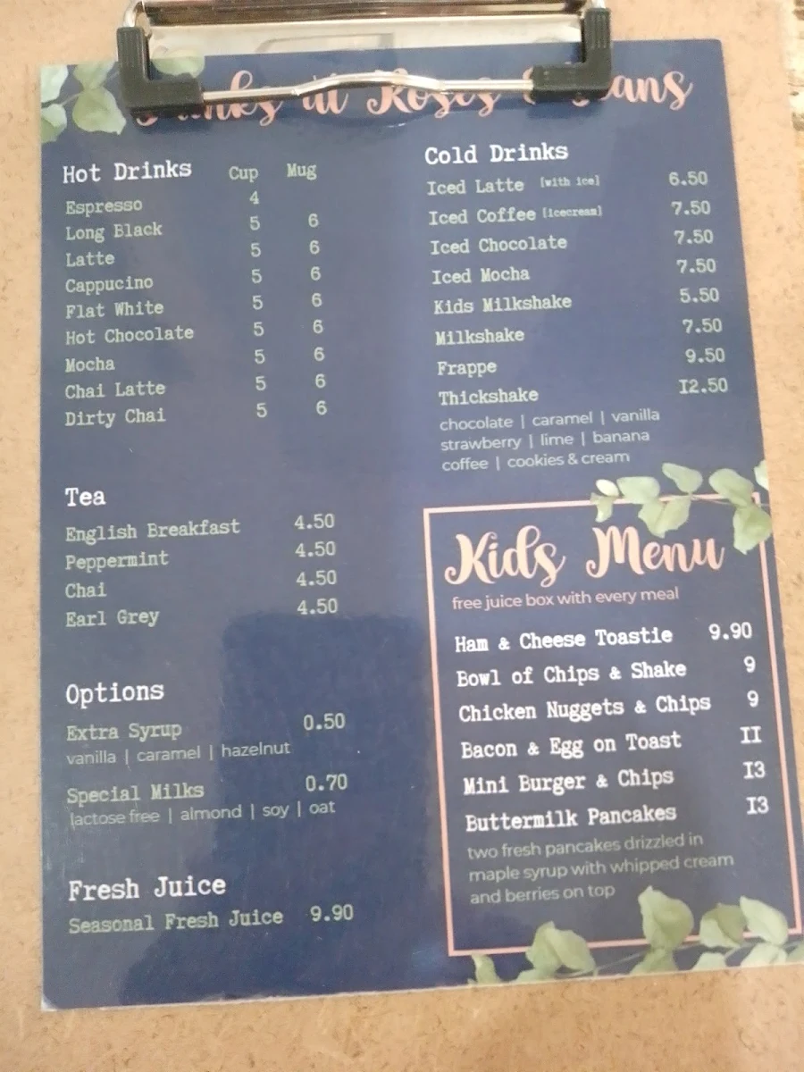 Menu, Roses & Beans