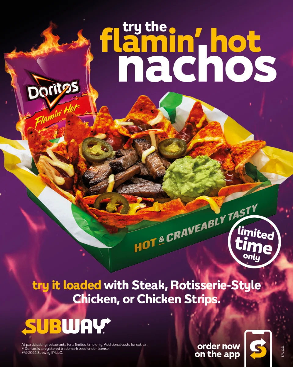 Menu, Subway (UWA, Crawley)