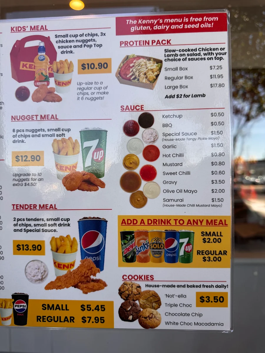 Menu, Kenny's at Churchill