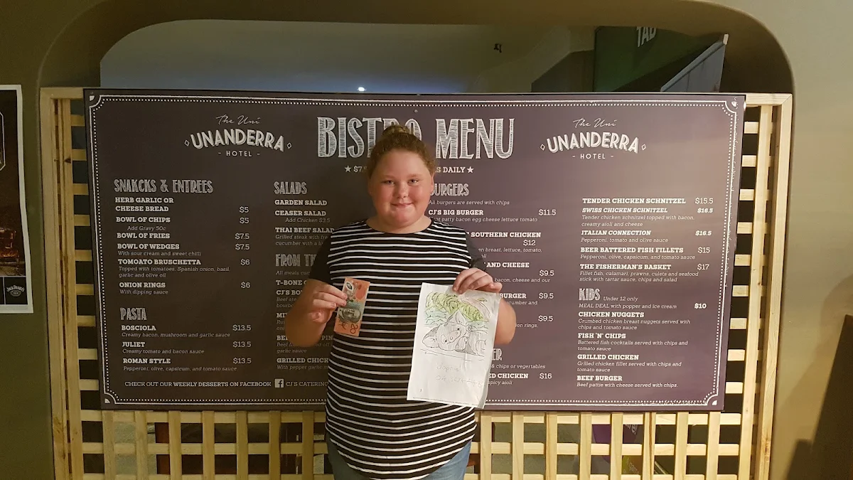 Menu, Unanderra Hotel