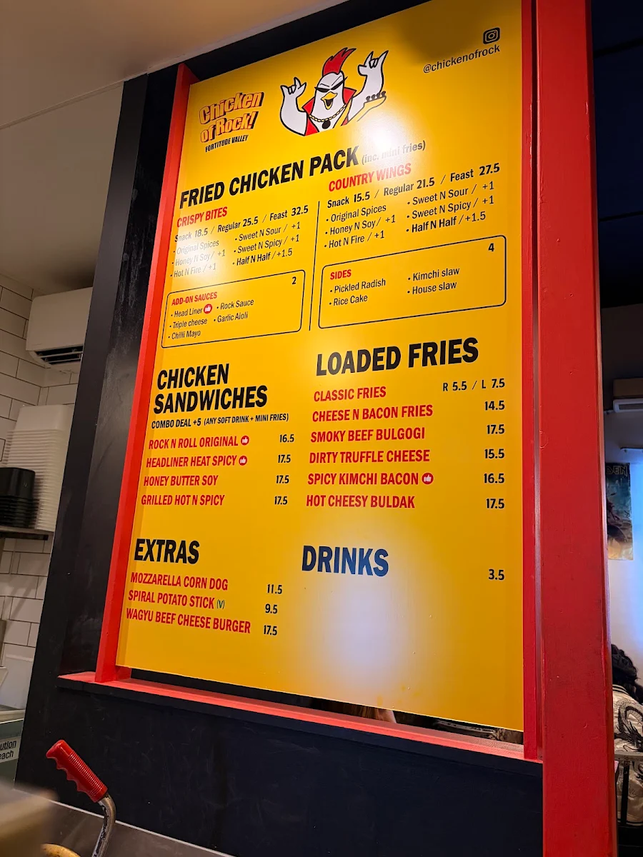 Menu, chicken of rock