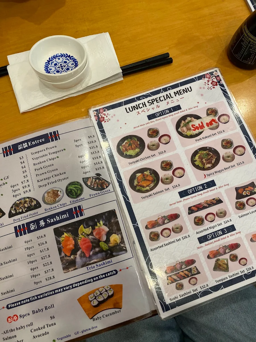 Menu, Arashi Sushi Counter