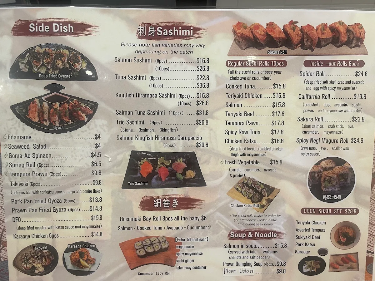Menu, Arashi Sushi Counter