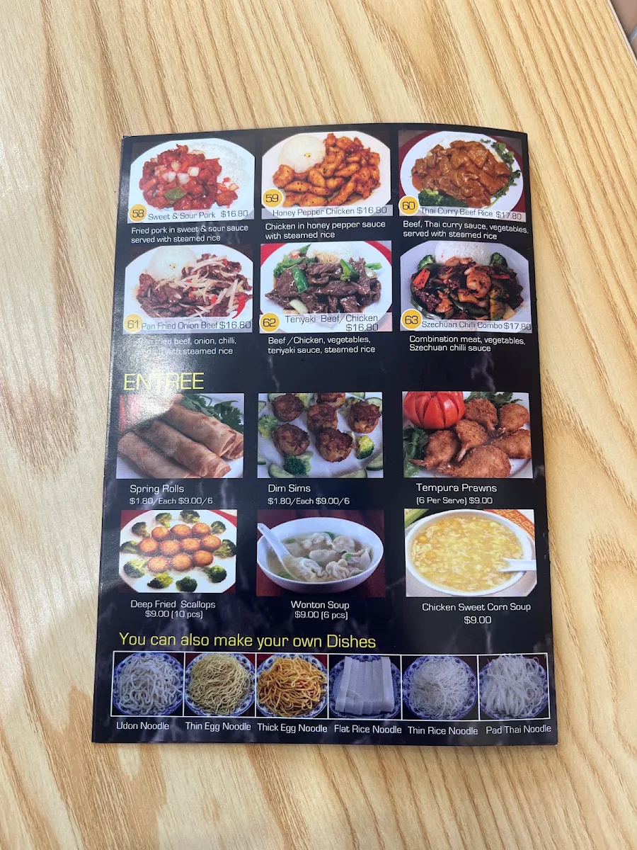 Menu, Asian Fusion