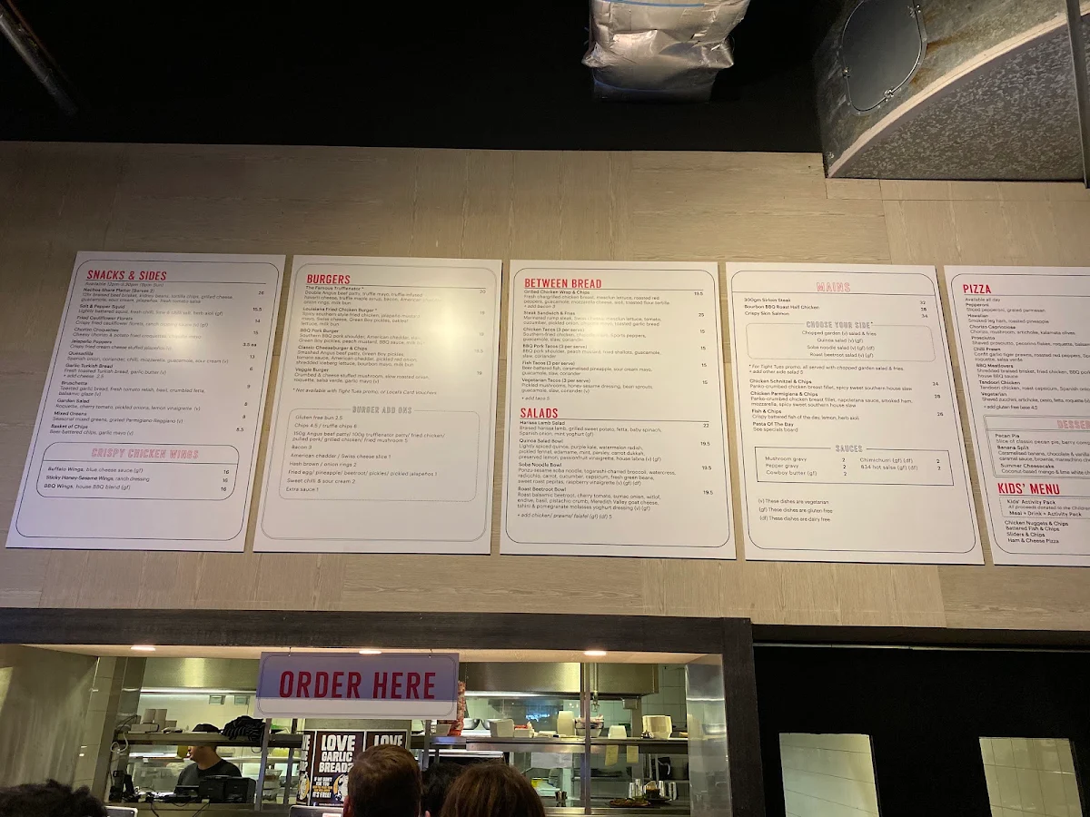 Menu, Dee Why Hotel
