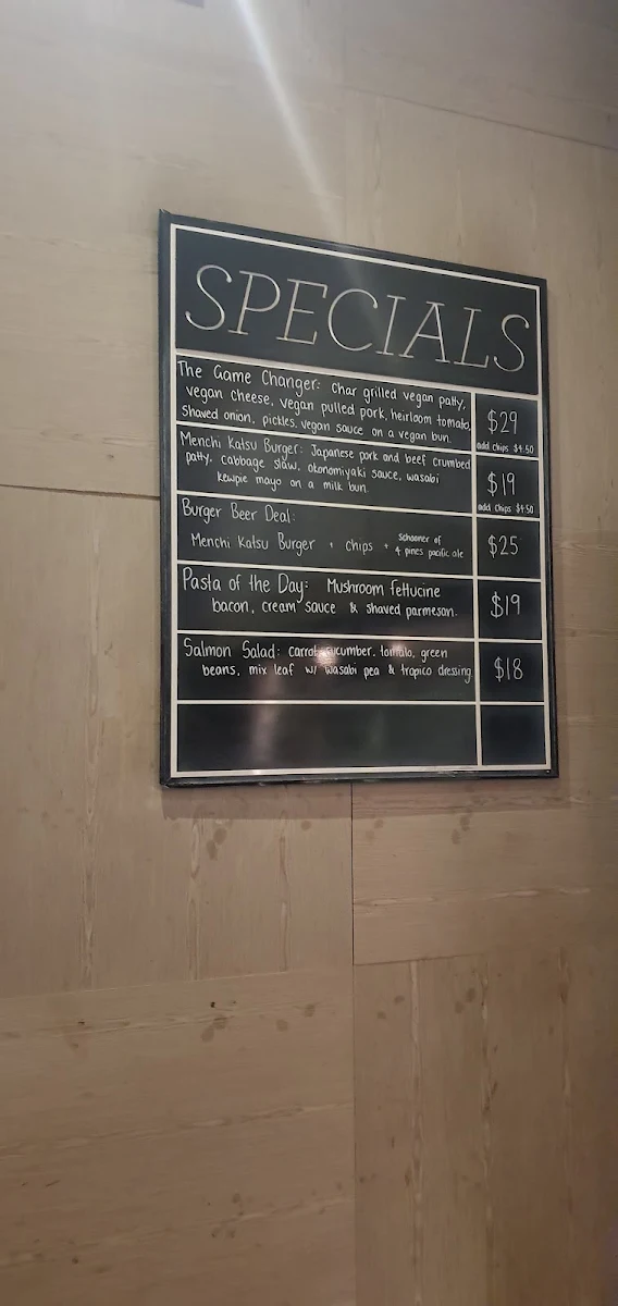 Menu, Dee Why Hotel