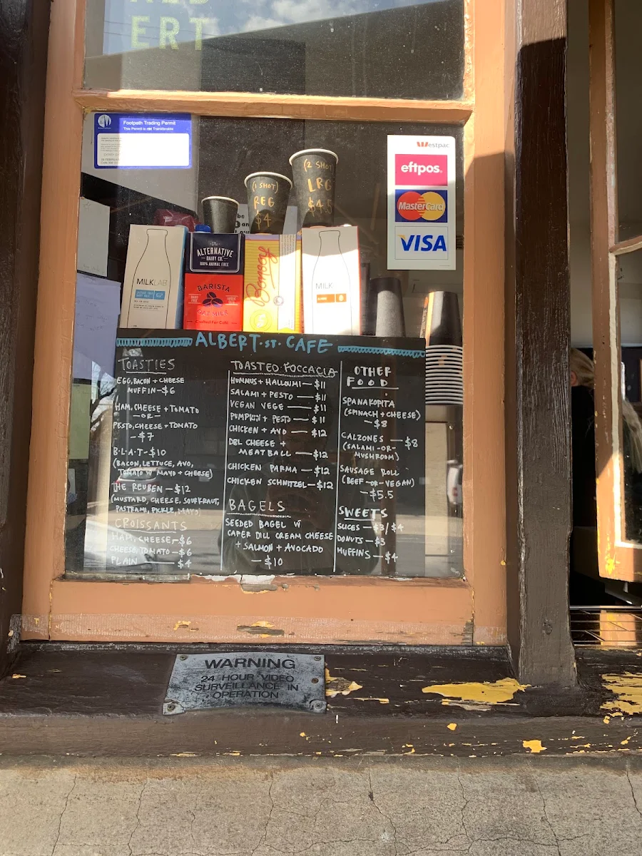 Menu, Albert Street Cafe