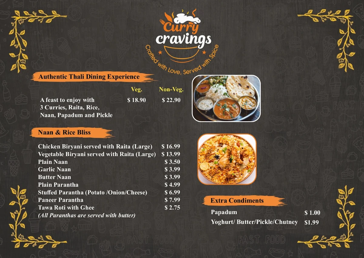 Menu, Curry Cravings
