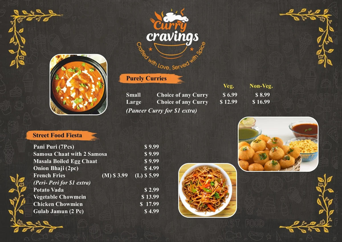 Menu, Curry Cravings