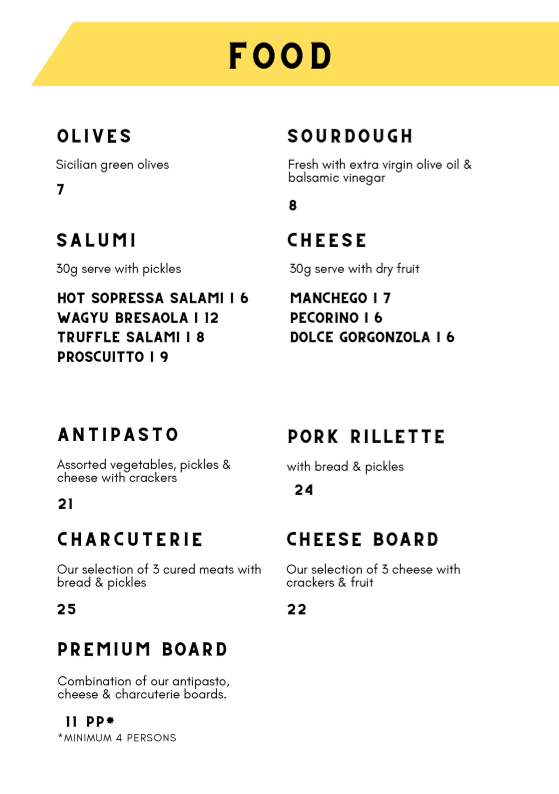 Menu, Coal & Cedar