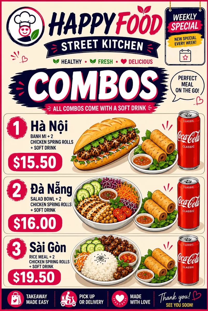 Menu, Happy food street kitchen