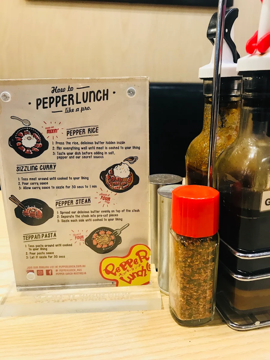 Menu, Pepper Lunch Express City Cross Adelaide