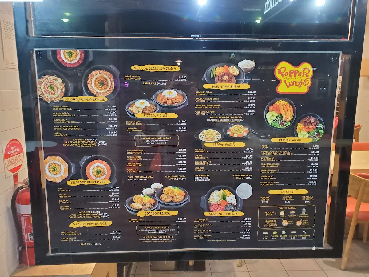 Menu, Pepper Lunch Express City Cross Adelaide