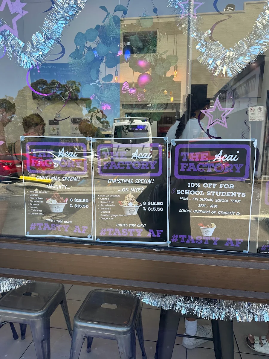Menu, The Acai Factory