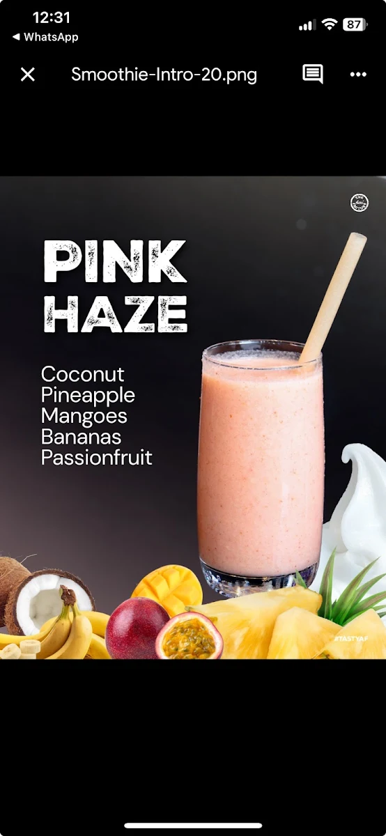 Menu, The Acai Factory