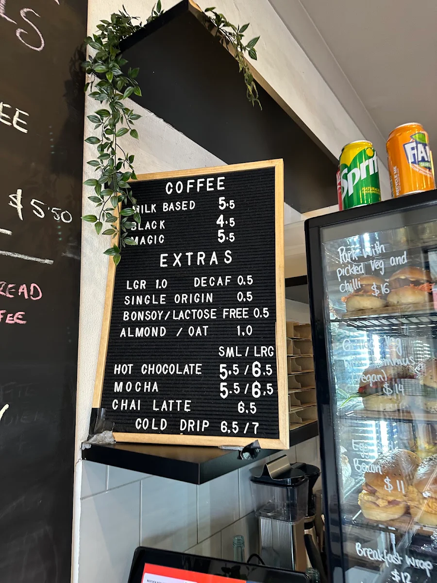 Menu, Thirtyfold Cafe