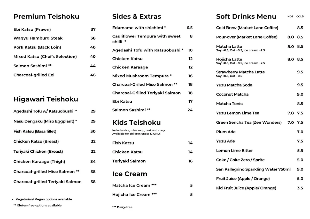 Menu, Torissong