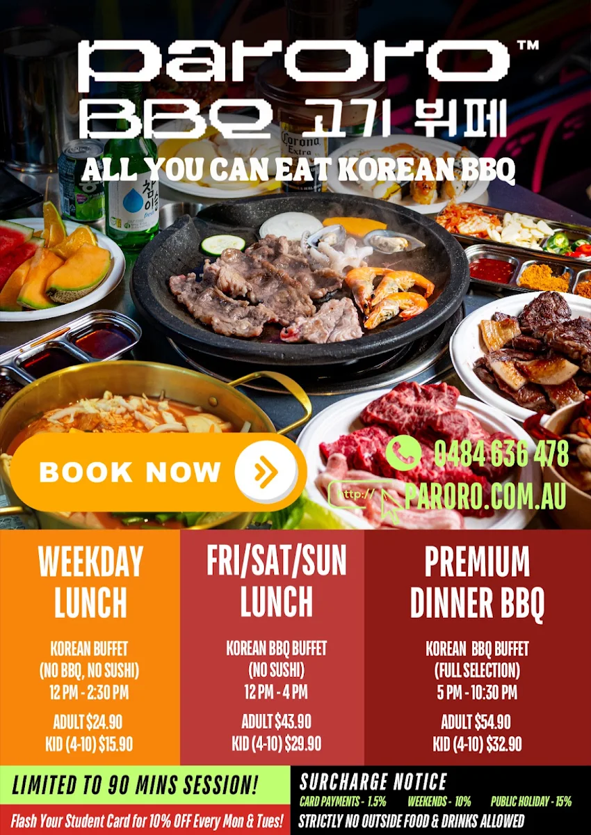 Menu, Paroro Korean BBQ