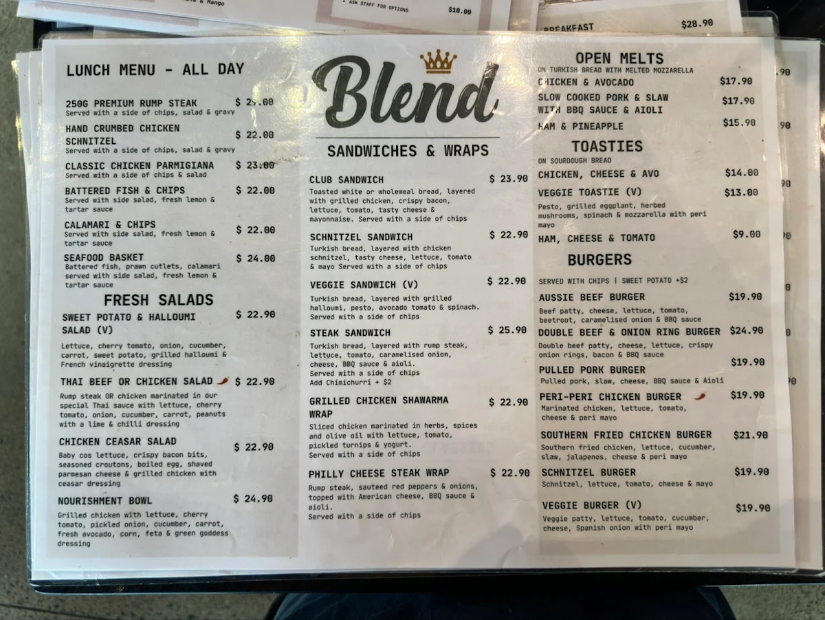 Menu, Blend@Grantham Cafe Restaurant