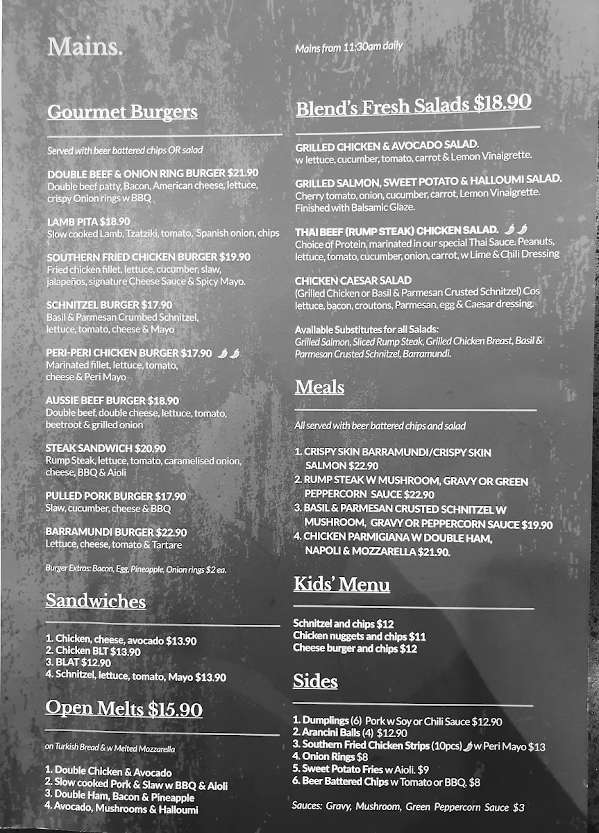 Menu, Blend@Grantham Cafe Restaurant