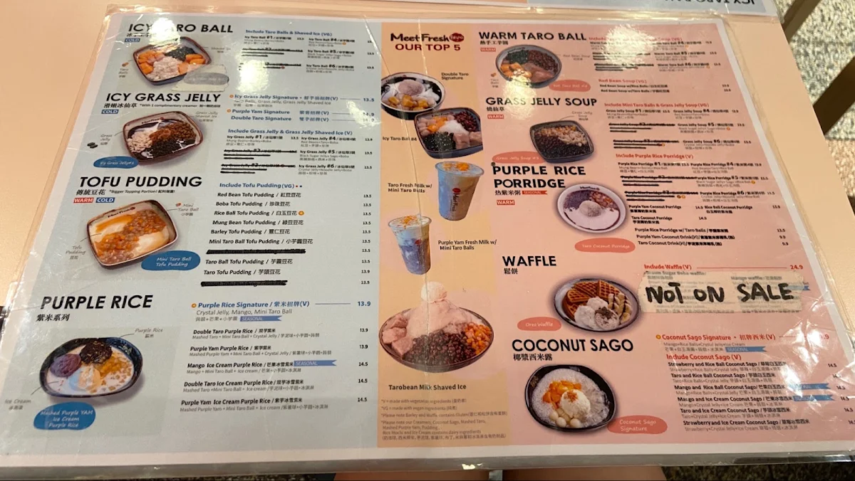 Menu, Meet Fresh