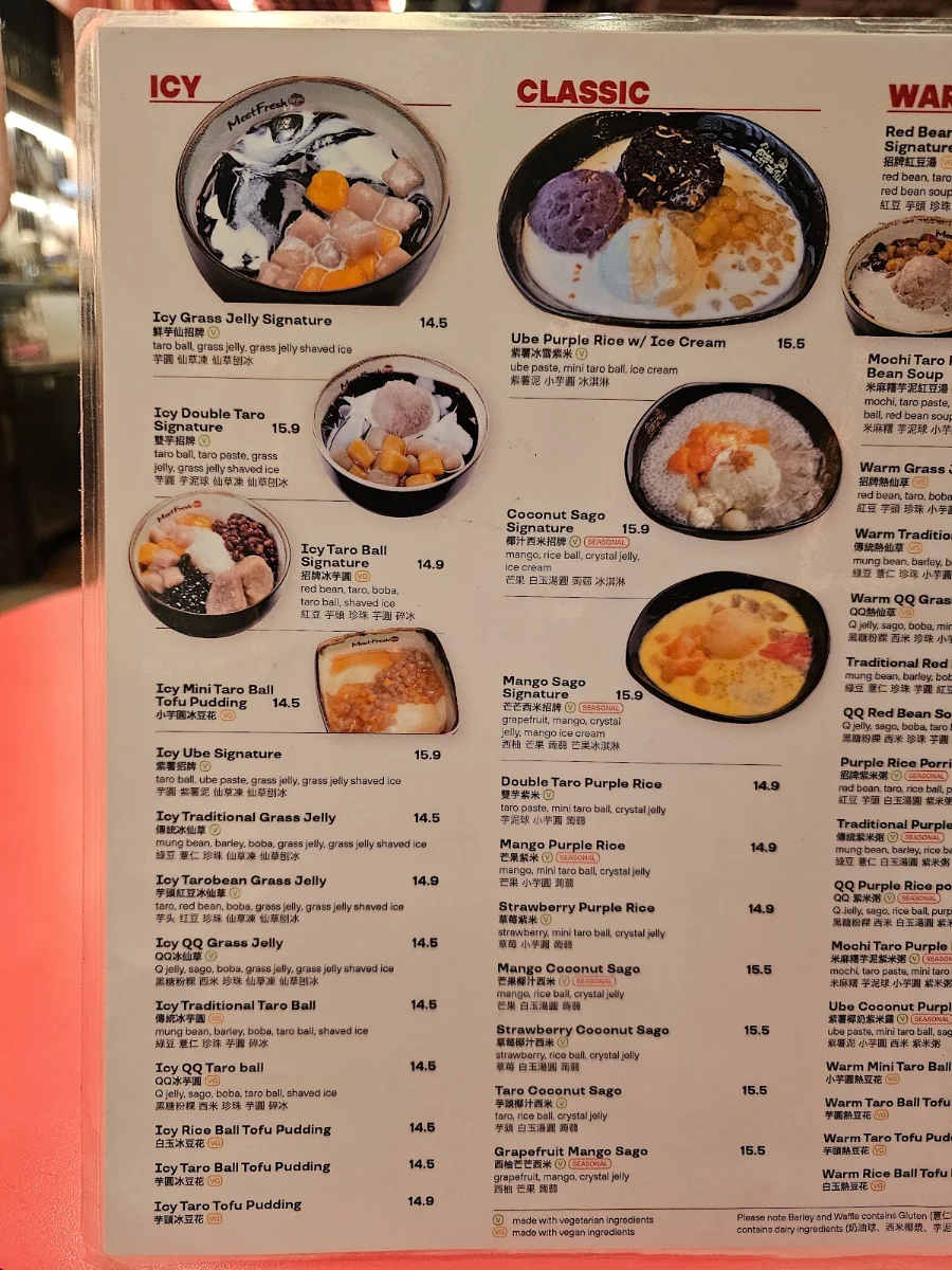 Menu, Meet Fresh