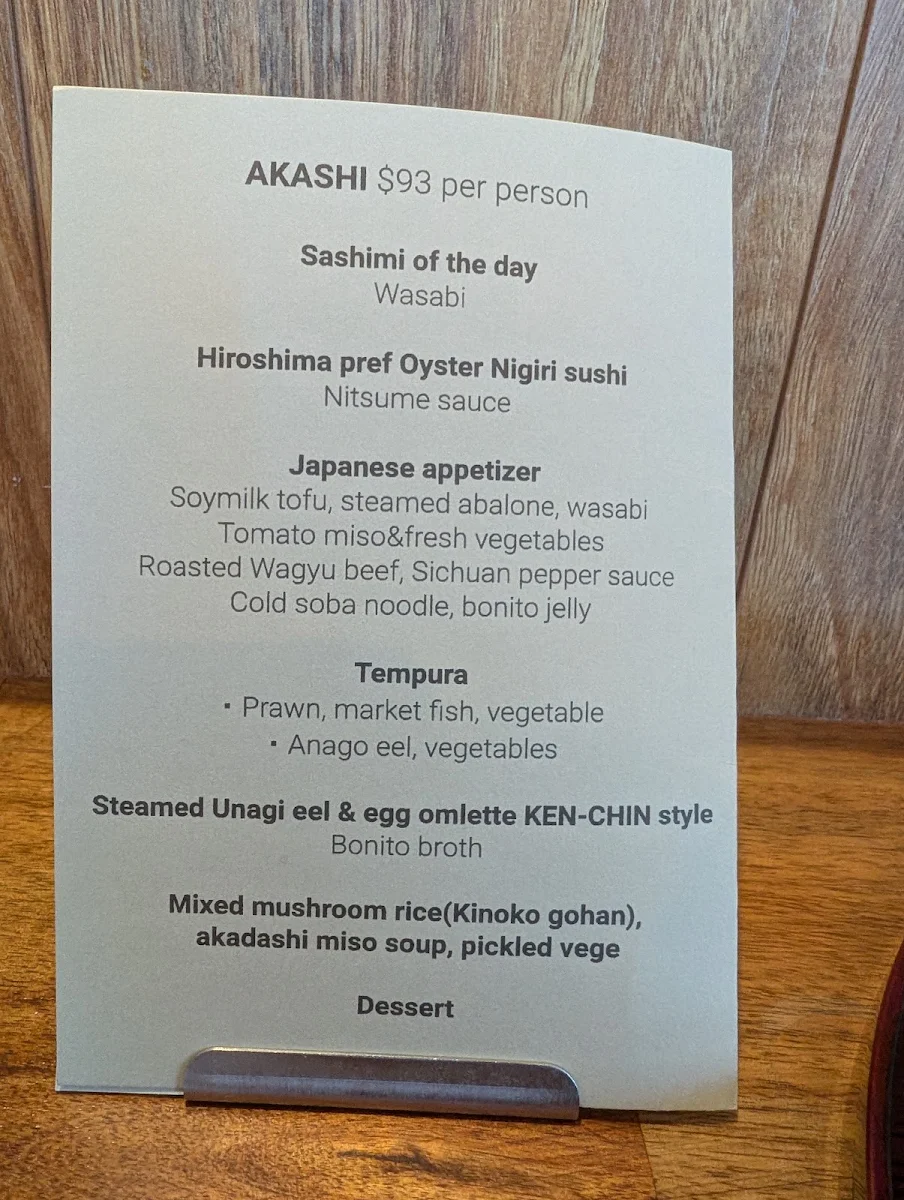 Menu, Dining AKASHI
