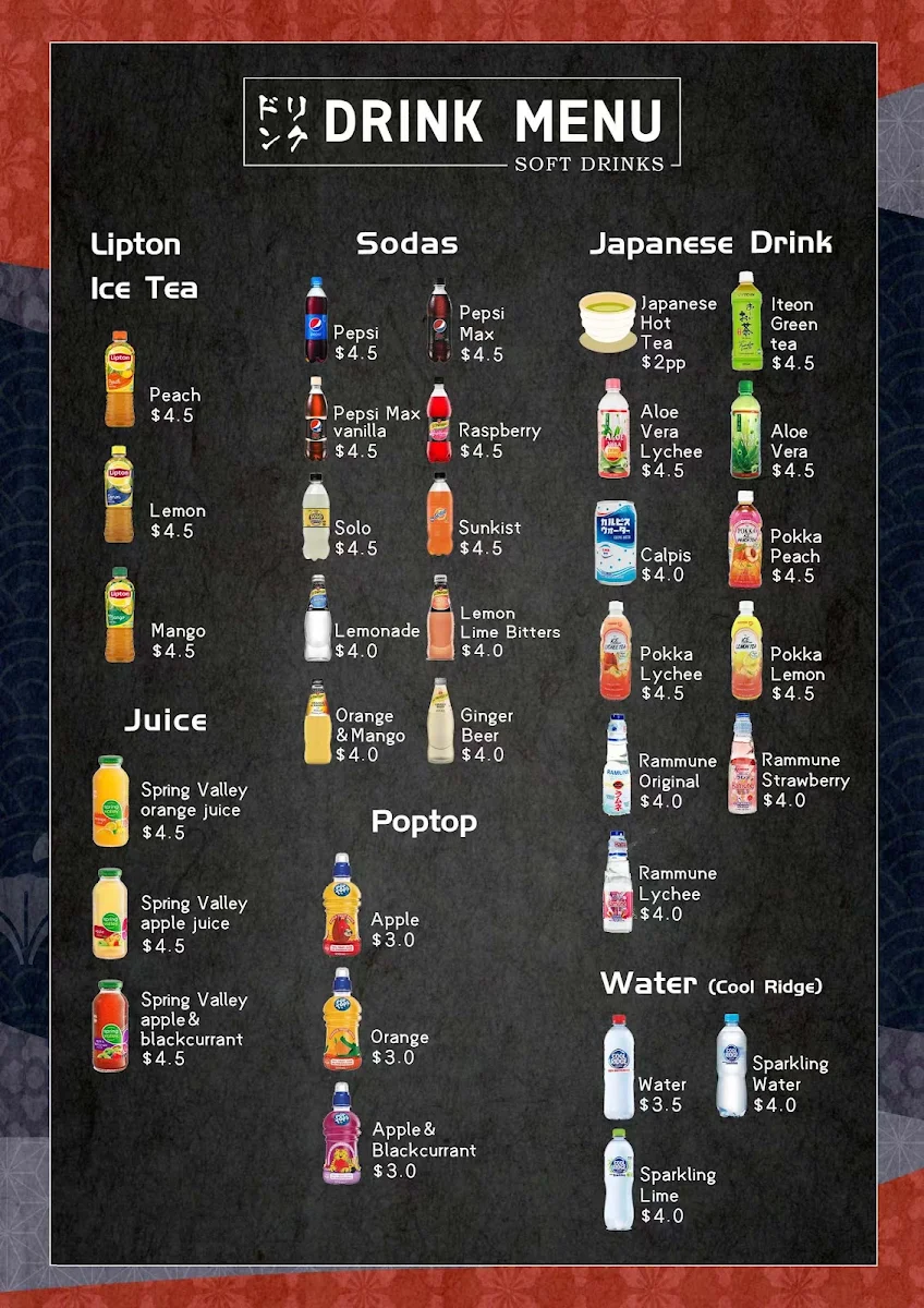 Menu, Kimura Sushi - Murray Bridge
