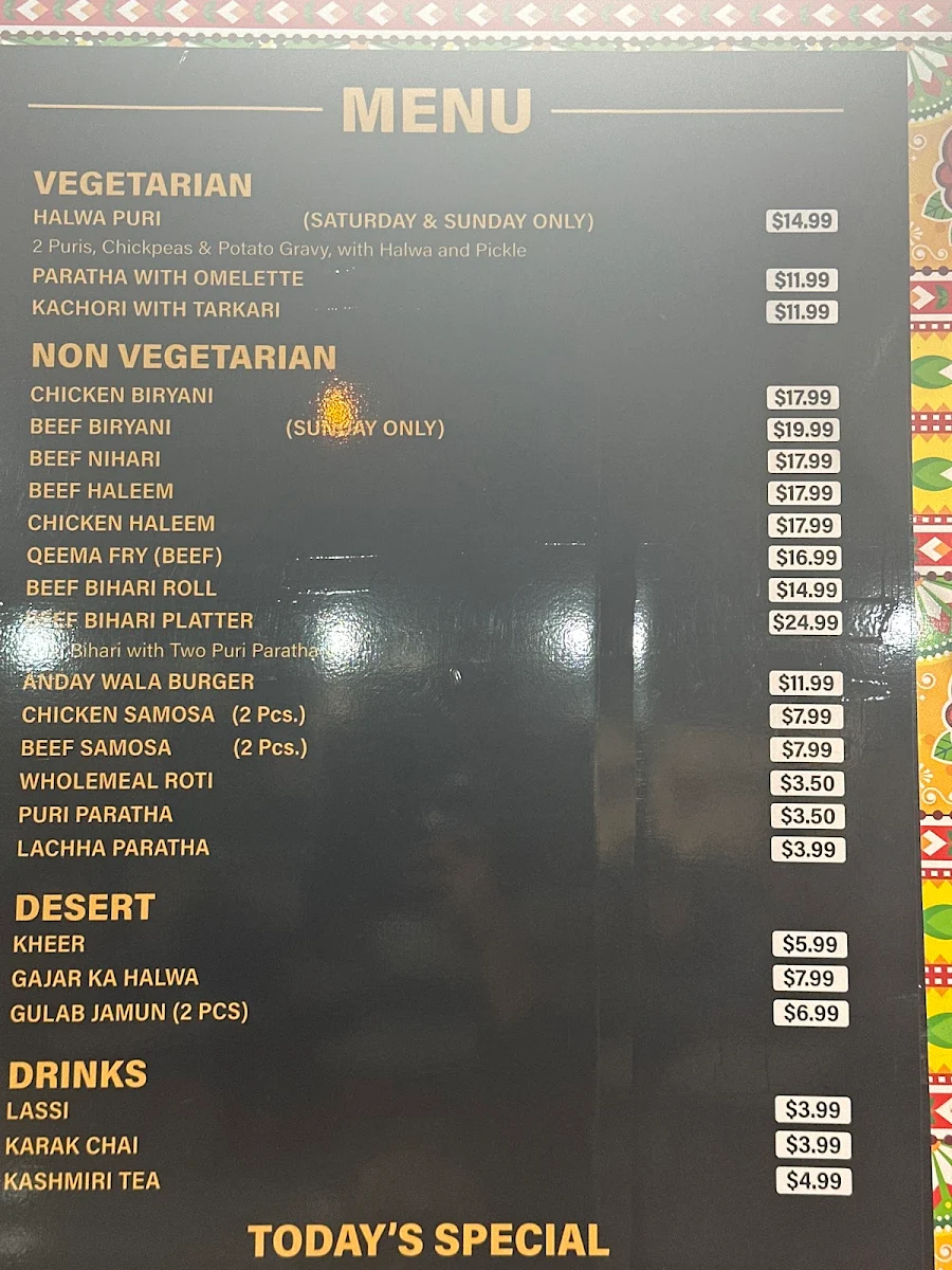 Menu, Karachi Street Food Truck (Craigieburn)